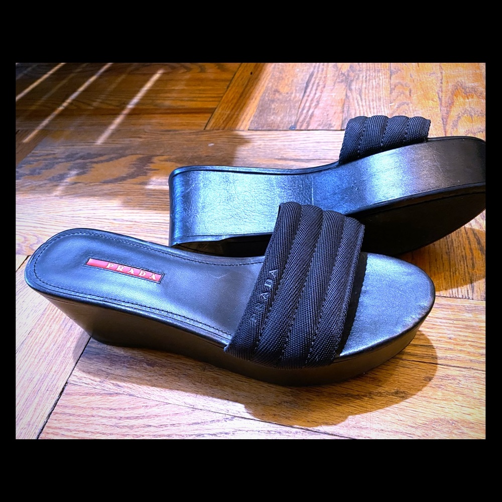 Prada
Women's Black Mesh Leather Sandals